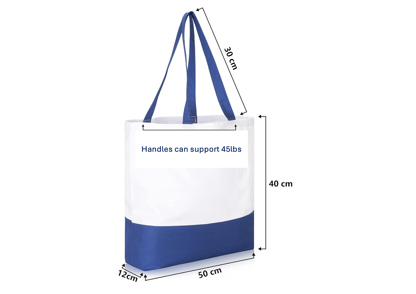 White Blue Beach Huts red blue Canvas Beach Bag